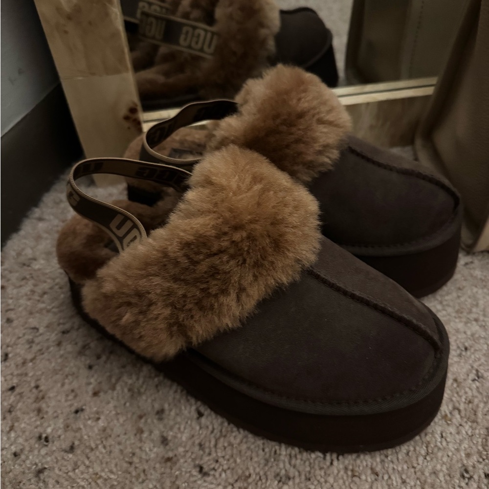 UGG Brown Fur-Lined Slippers - Size 9